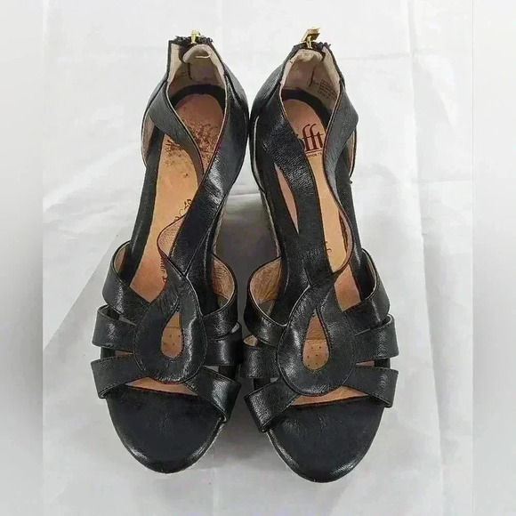 Sofft Strappy Wedge Sandals Black Leather Upper Comfort Shoes Size  5W - Picture 2 of 14